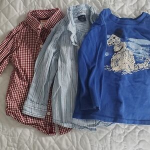 2 Button Down Shirts And Long Sleeve Tee Bundle